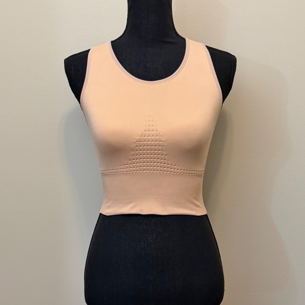Sweaty Betty Stamina Sports Bra Peach Nude Racerback Seamless Women M Activewear
